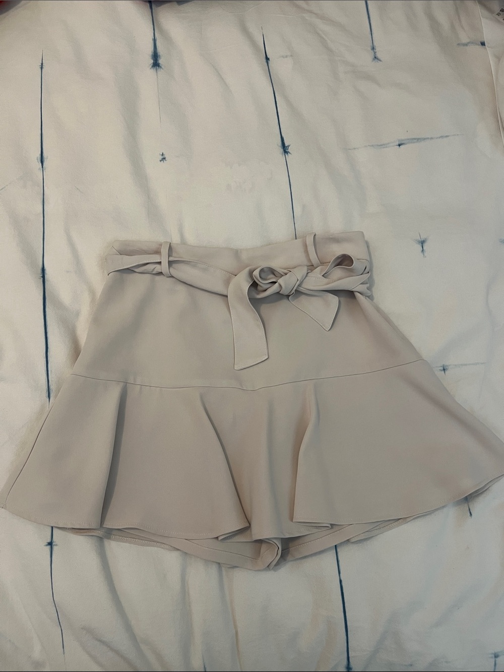 Zara Cream Mini Skort with Waist Tie